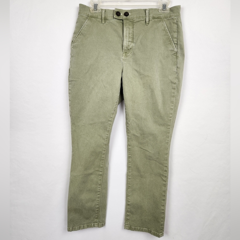 FRAME Womens Denim Le Beau Chino Cropped Straight Leg Pants Size 27 Green